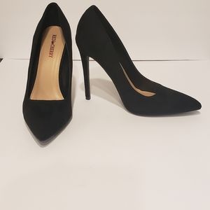 Black Faux Suede Heels